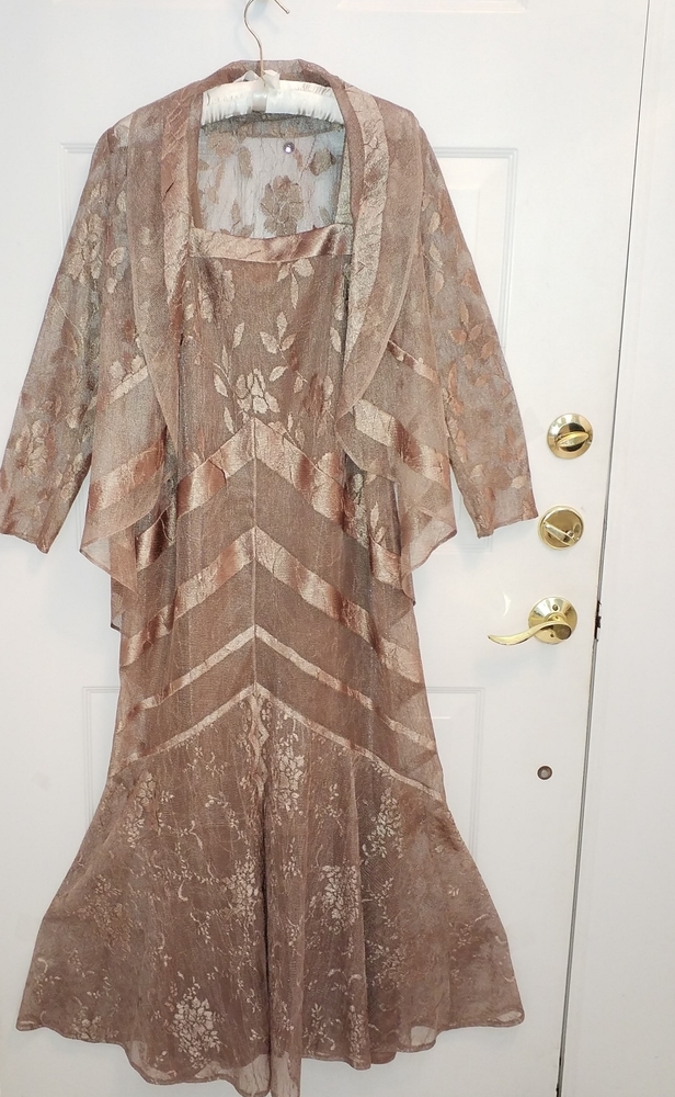 NEW DAMIANOU BRONZE GOWN &JACKET ELEGANT XTRA SM